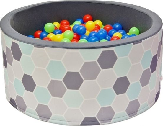 NELLYS Bazén pro děti 90x40cm kruhový tvar + 200 balónků - šedy/máta, Ce19 - obrázek 1