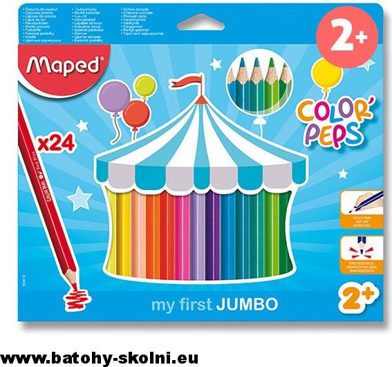 Trojhranné silné pastelky Maped 24barev Color´Peps Jumbo - obrázek 1