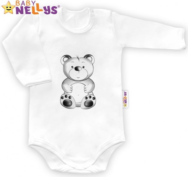 Baby Nellys Body dlouhý rukáv Sweet Teddy Bear - bílý 80 (9-12m) - obrázek 2