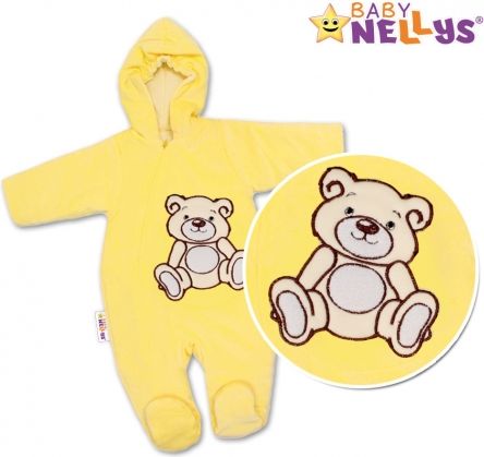 BABY NELLYS Kombinézka/overálek Teddy Bear, velikost: 74 - krémová, žlutá - obrázek 1