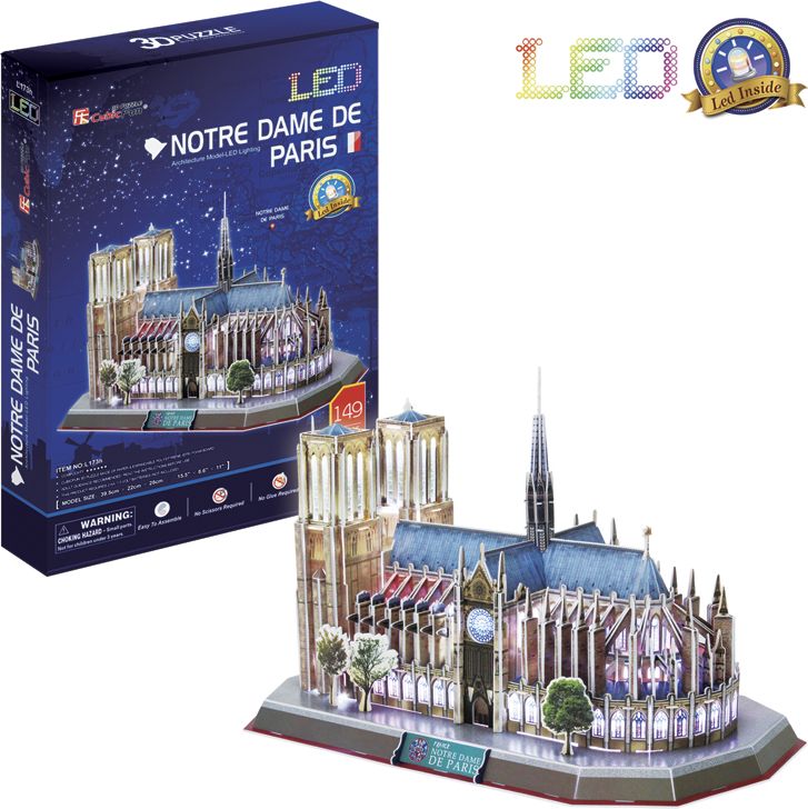 Puzzle 3D Notre Dame de Paris / LED - obrázek 1