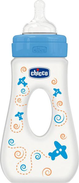 CHICCO Láhev Well-Being 240 ml slza, silikonový dudlík rychlý průtok – modrá - obrázek 1