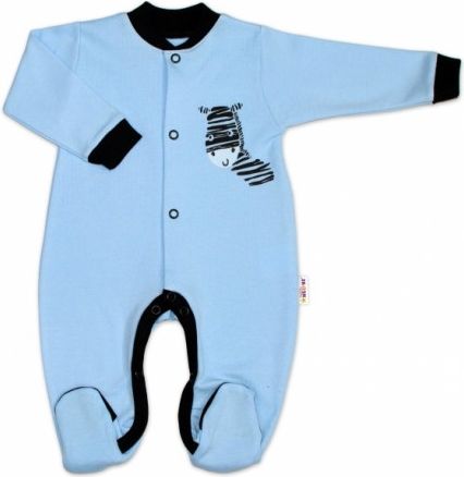 Baby Nellys Bavlněný overálek Zebra - modrý, Velikost koj. oblečení 68 (4-6m) - obrázek 1