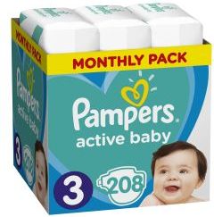 Pampers Active Baby vel. 3 dětské pleny Monthly Box 208 ks - obrázek 1