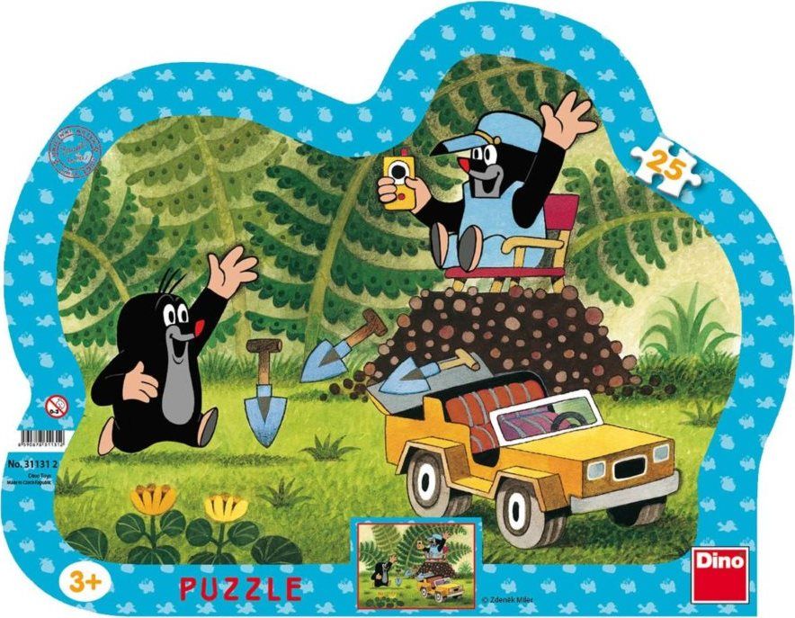 Dino Papírové puzzle Krtek se žlutým autem 25 dílků - obrázek 1