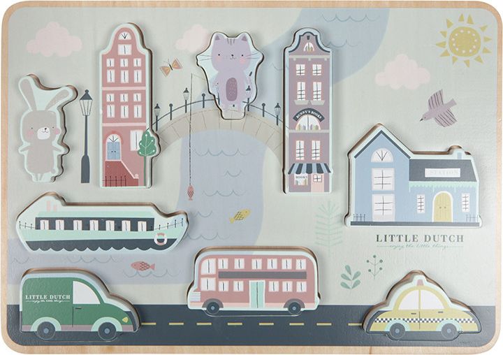 Little Dutch Dřevěné puzzle město - obrázek 1