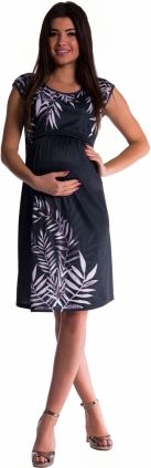 Be MaaMaa Těhotenské  a kojící šaty palma - černé, vel. L - obrázek 1