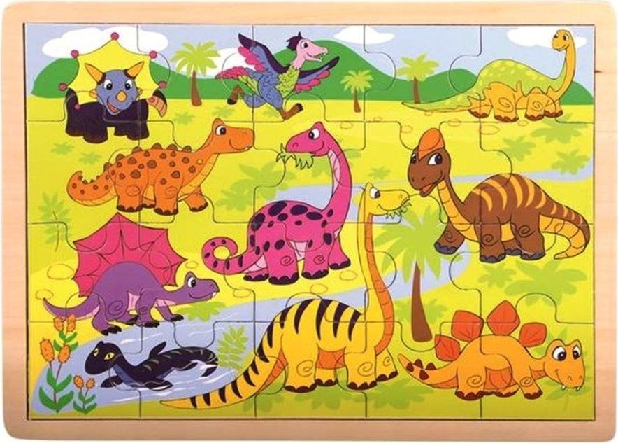 BINO Dřevěné puzzle Dinosauři 20 dílků - obrázek 1