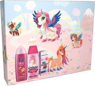 Fa Kids Girls dárková sada sprchový gel + šampon + zubní pasta 250 ml + 250 ml + 50 ml - obrázek 1