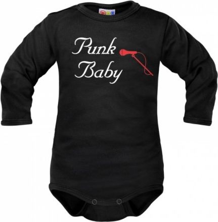 Body dlouhý rukáv Dejna Punk Baby - černé, Velikost koj. oblečení 74 (6-9m) - obrázek 1