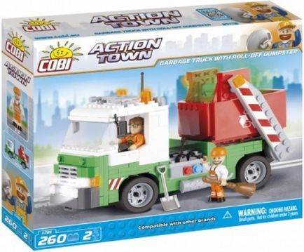 Cobi 1781 ACTION TOWN Popelářské auto s kontejnerem 260 k, 2 f - obrázek 1