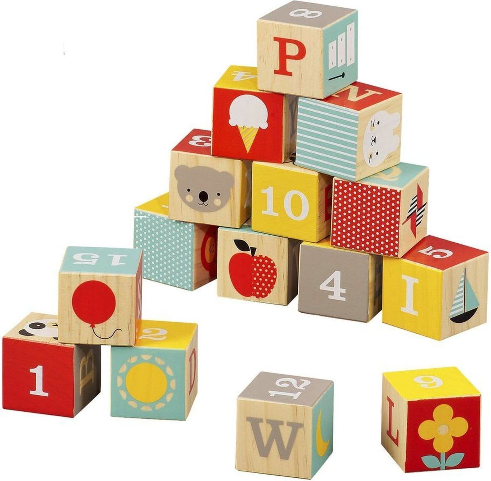 Petit Collage ABC wooden blocks uni - obrázek 1