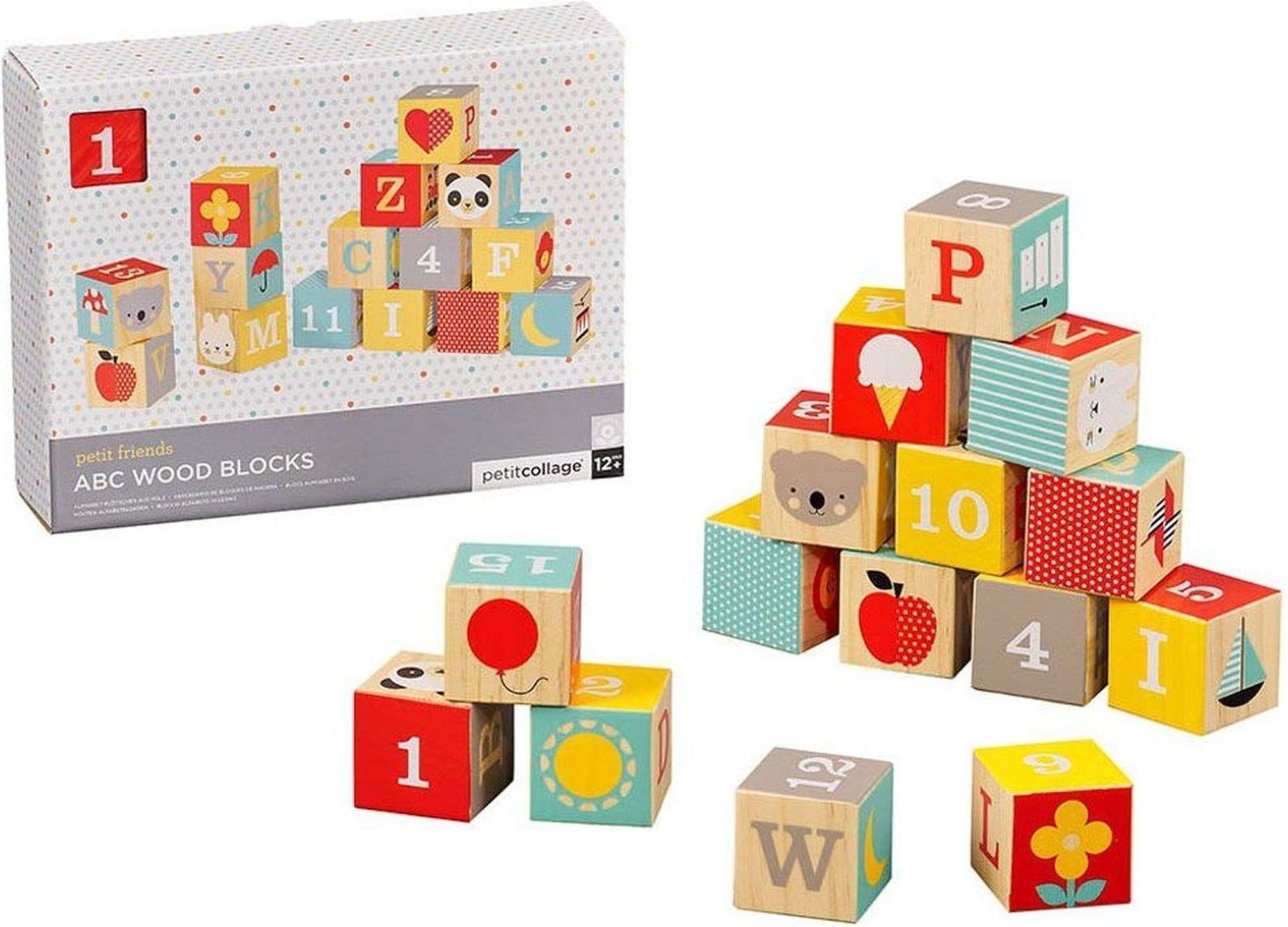 Petit Collage ABC wooden blocks uni - obrázek 2