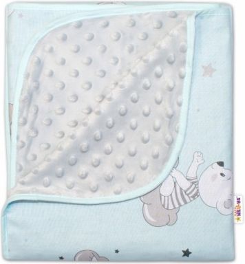 Luxusní bavlněná dečka Baby Nellys Minky 100x75cm, Mráček - mátová/šedá - obrázek 1