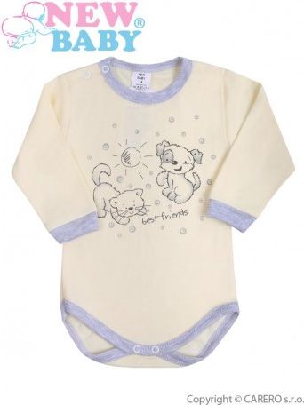 Kojenecké body s dlouhým rukávem New Baby Kamarádi smetanové, Smetanová, 80 (9-12m) - obrázek 1