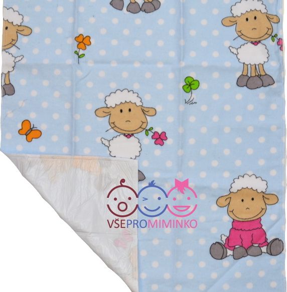 Flanelová podložka s igelitem New Baby modrá ovečka - obrázek 1