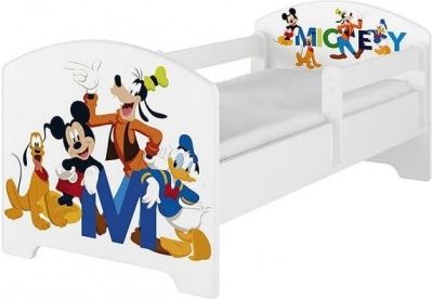 BabyBoo Dětská postel Disney - Mickey s kamarády - bílá, s matrací, Rozměry 140x70 - obrázek 1