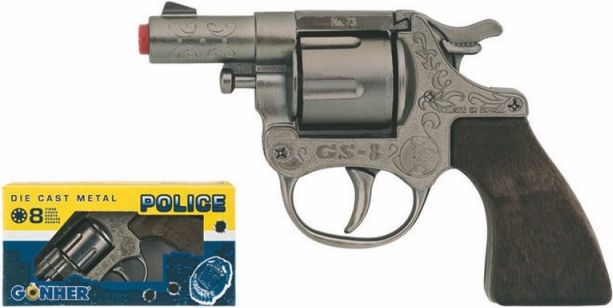 Policejní revolver kovový stříbrný kovový 8 ran - obrázek 1