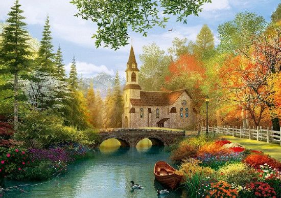 EUROGRAPHICS Puzzle Podzimní kostel 1000 dílků - obrázek 1