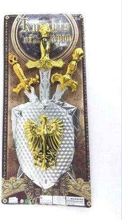 Sada 3 meče a štít leslý stříbrný - obrázek 1