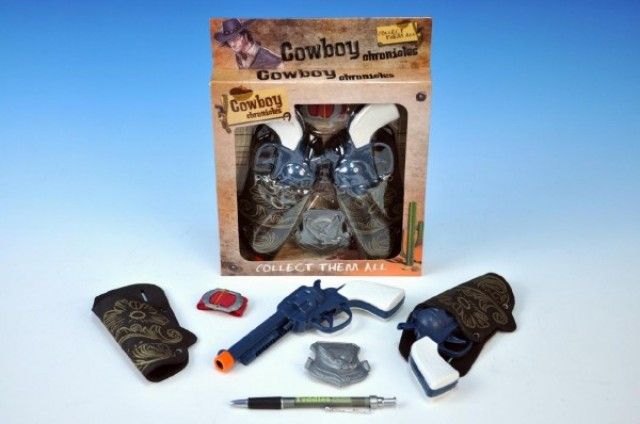 Pistole kovbojská plast 16cm 2ks s doplňky - obrázek 1