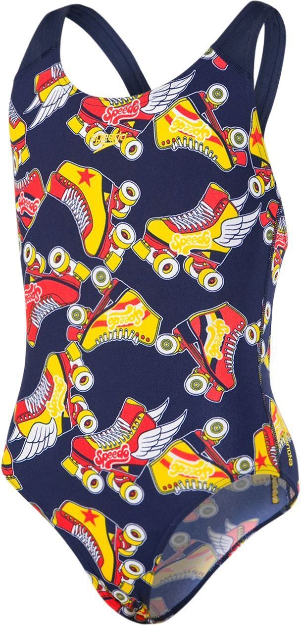 Speedo Allover Splashback Swimsuit - navy/orange 140 - obrázek 1
