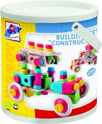 Woody Montážní stavebnice v kyblíku Constructor, 144 dílů - obrázek 1