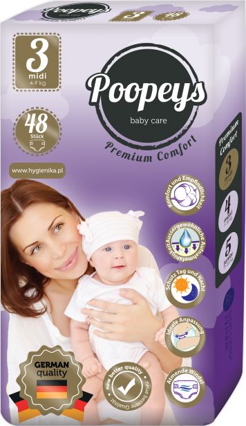 Plenky Poopeys 3 Midi 48ks 4-9kg - obrázek 1