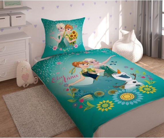Setino - Bavlněné povlečení s Annou a Elsou - Oslava v Ledovém království (Frozen Fever), 140 x 200 cm + 70 x 90 cm - obrázek 2
