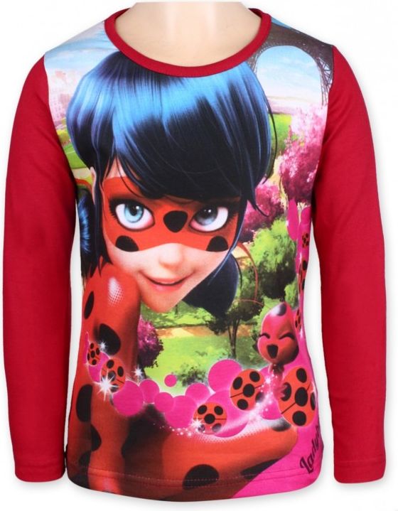 Setino - Dívčí tričko s dlouhým rukávem Kouzelná beruška (Ladybug) - červené - vel. 110 - obrázek 1