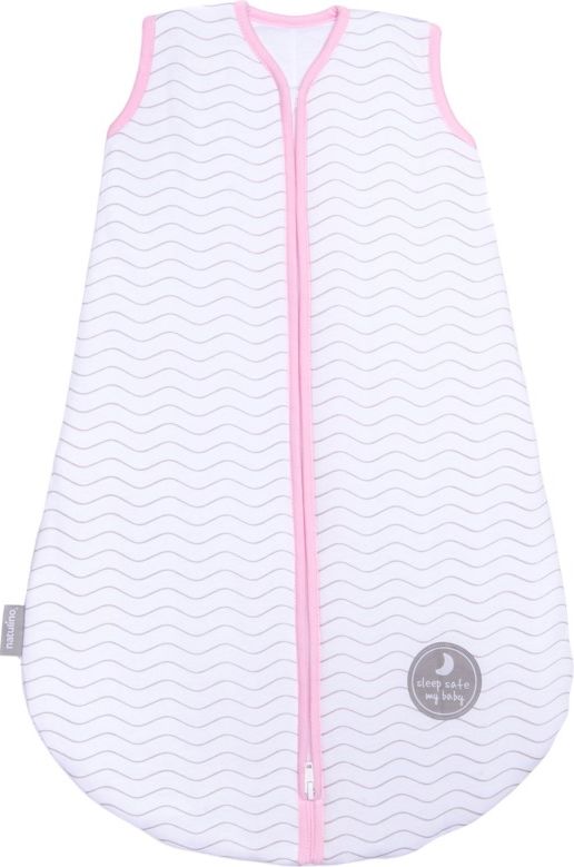 Natulino dětský zimní spací pytel pro miminko, NATURAL WHITE GREY WAVES / PINK, 3vrstvý, L (12 - 18 měsíců) - obrázek 1