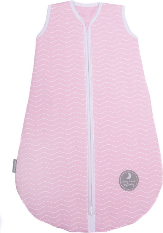 Natulino dětský spací pytel pro miminko, NATURAL PINK WHITE WAVES / WHITE, 2vrstvý, M (6 - 12 měsíců) - obrázek 1