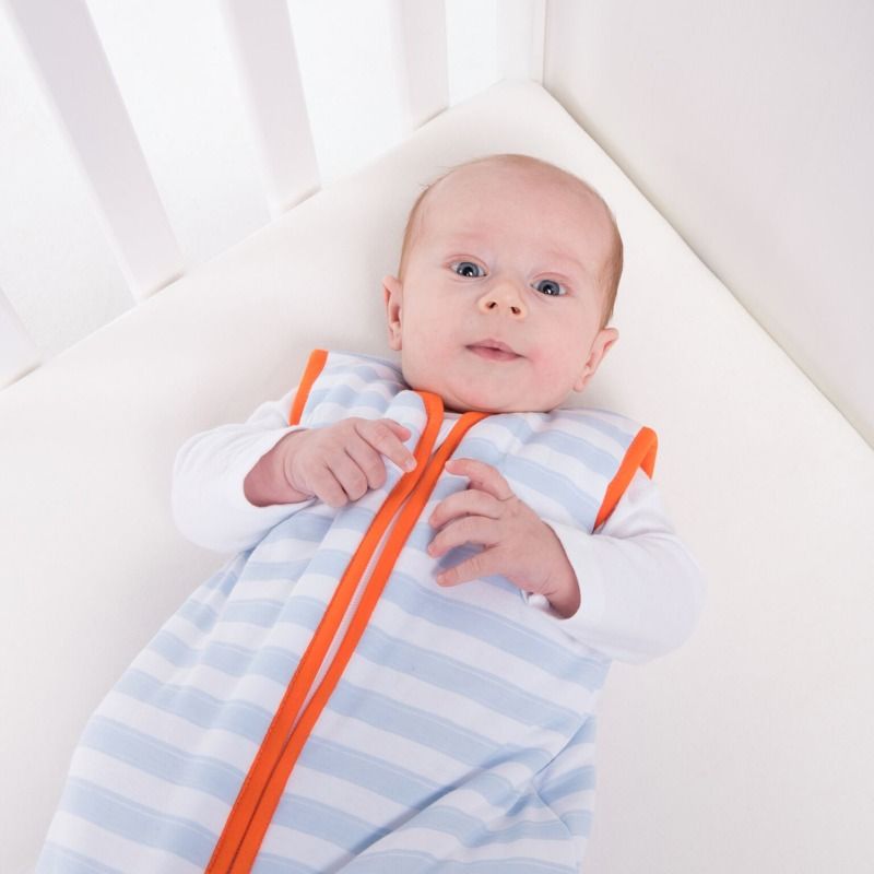 Natulino dětský letní spací pytel pro miminko, BLUE STRIPES / ORANGE, 1vrstvý, M (6 - 12 měsíců) - obrázek 3