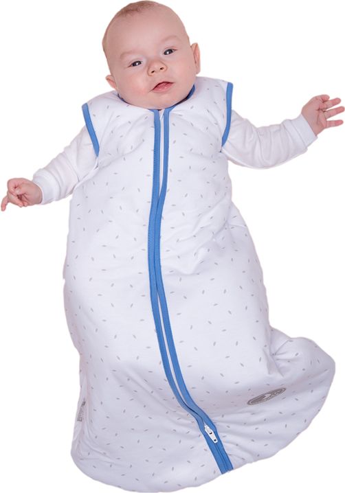 Natulino dětský letní spací pytel pro miminko, NATURAL WHITE LITTLE GREY LEAVES / NAVY, 1vrstvý, M (6 - 12 měsíců) - obrázek 2