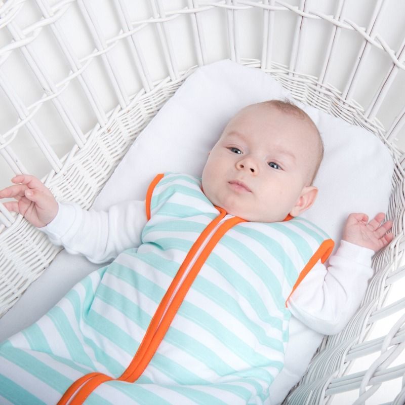Natulino dětský zimní spací pytel pro miminko, MINT STRIPES / ORANGE, 3vrstvý, S (0 - 6 měsíců) - obrázek 3