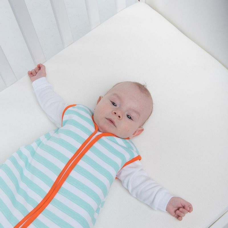 Natulino dětský zimní spací pytel pro miminko, MINT STRIPES / ORANGE, 3vrstvý, S (0 - 6 měsíců) - obrázek 4