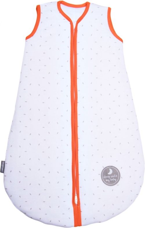 Natulino dětský zimní spací pytel pro miminko, NATURAL WHITE LITTLE GREY LEAVES / ORANGE, 3vrstvý, N (0 - 3měsíce) - obrázek 1