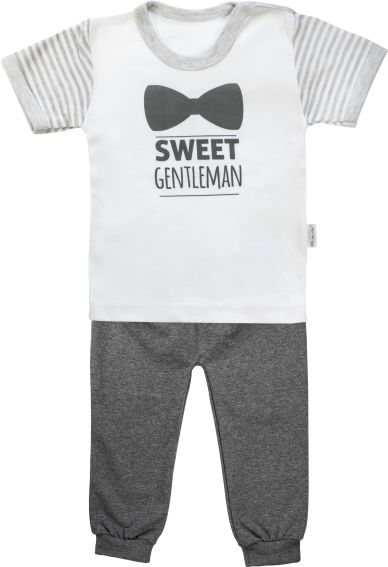 Mamatti Bavlněné pyžamko Mamatti Gentleman - krátký rukáv - šedé 80 (9-12m) - obrázek 1