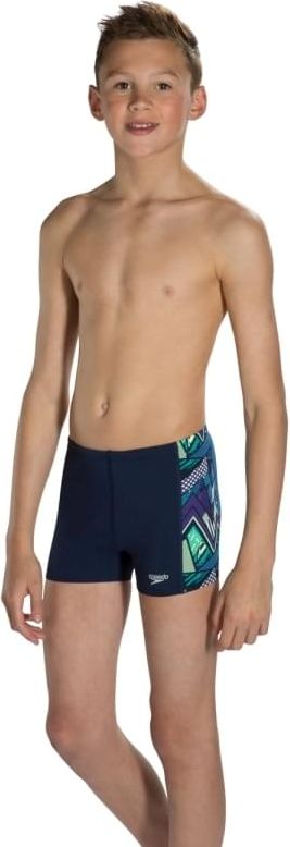 Chlapecké plavecké šortky Speedo Electro Camo Allover Panel Aquashort - navy/tapestry/jade 140 - obrázek 2
