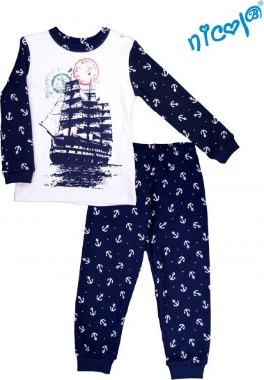 Nicol Kojenecké pyžamo Nicol, Sailor - bílé/tm. modré 86 (12-18m) - obrázek 1