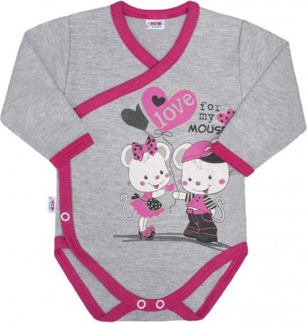 Dětské body s bočním zapínáním New Baby Love Mouse, Růžová, 56 (0-3m) - obrázek 1