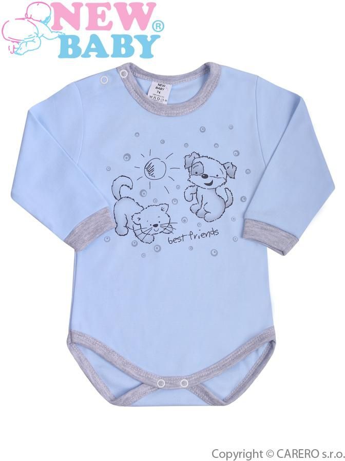 Kojenecké body s dlouhým rukávem New Baby Kamarádi modré 80 (9-12m) - obrázek 1
