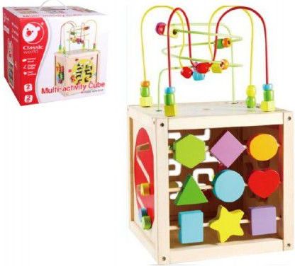 Teddies Edukační kostka MAXI dřevo 30x30cm labyrint - obrázek 1