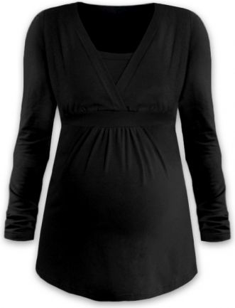 JOŽÁNEK Kojící i těhotenská tunika ANIČKA s dlouhým rukávem - černá - obrázek 1