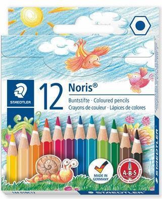 Barevné pastelky "Noris Club", 12 barev, poloviční délka, šestihranná, STAEDTLER, set 12 ks - obrázek 1