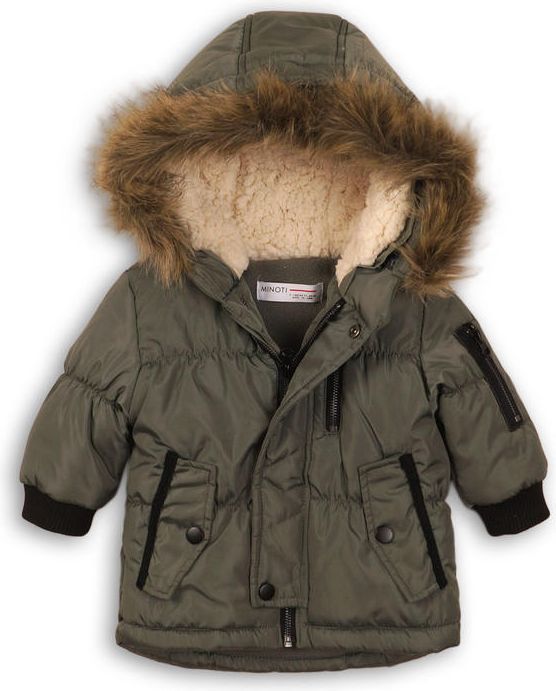 Minoti Kabát chlapecký Parka podšitý chlupem zelená 98/104 - obrázek 1