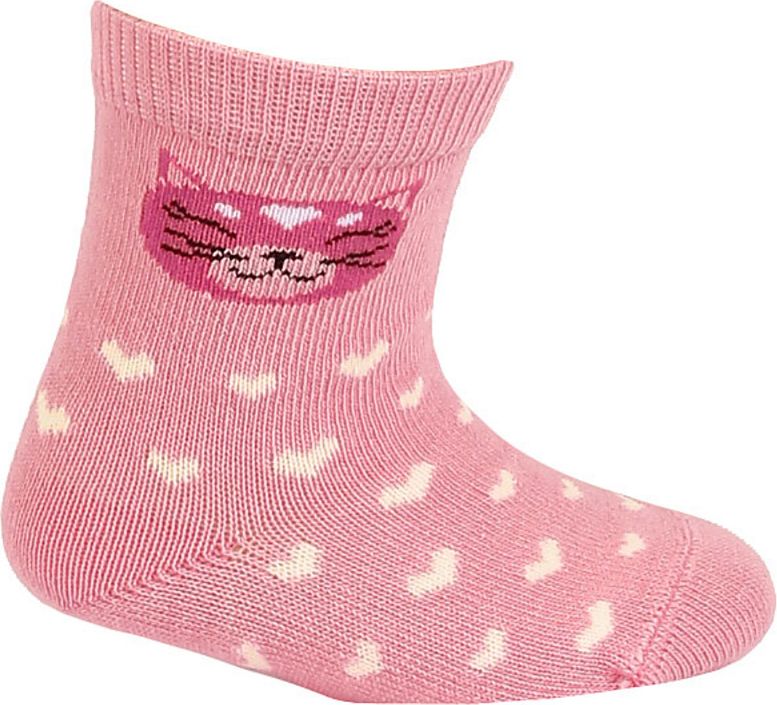 Kojenecké dívčí vzorované ponožky WOLA KOČIČKA růžové Velikost: 15-17 - obrázek 1