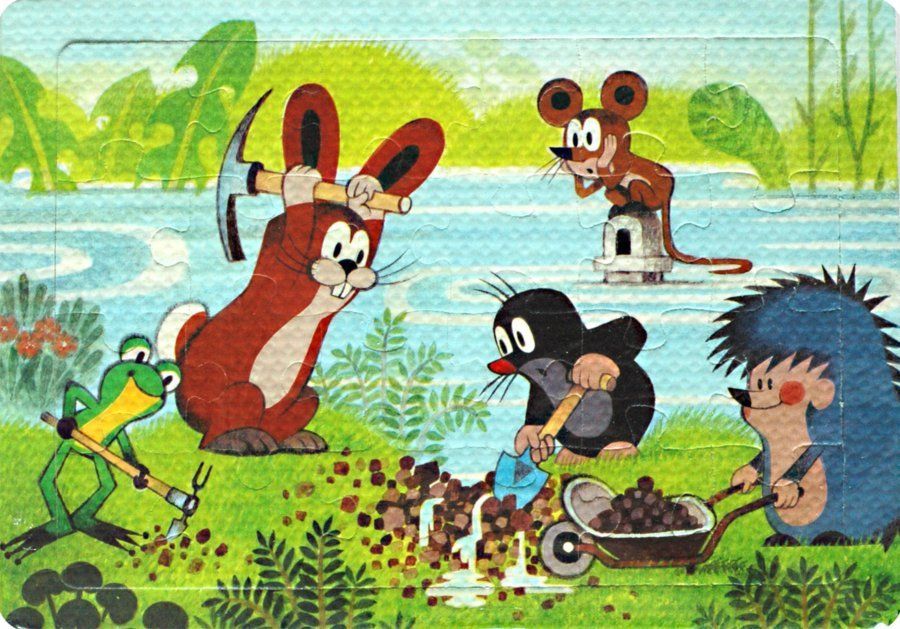 Pěnové puzzle Krtek a kamarádi zachraňují myšku 24 dílků - obrázek 1