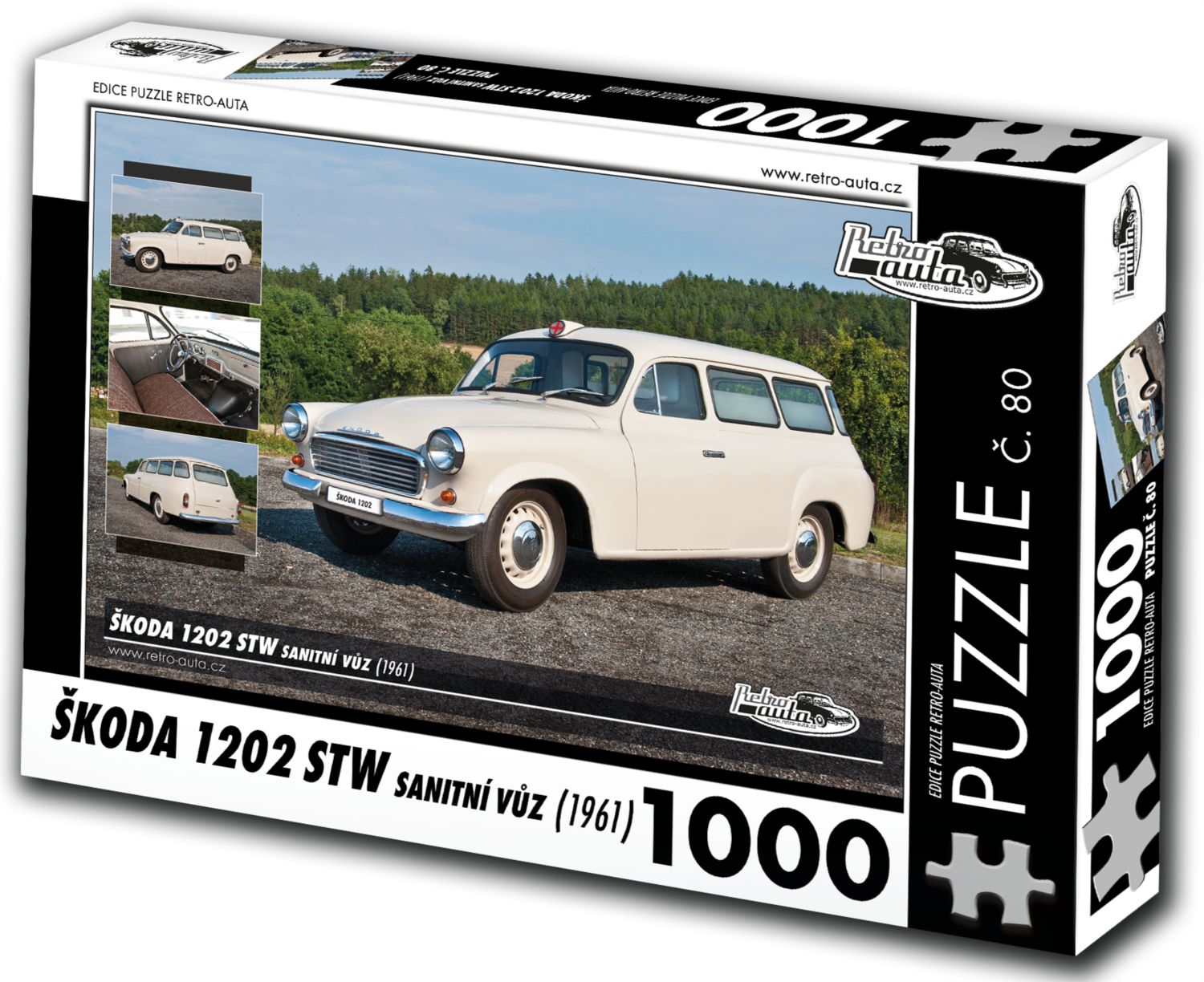 RETRO-AUTA Puzzle č. 80 Škoda 1202 STW sanitní vůz (1961) 1000 dílků - obrázek 1