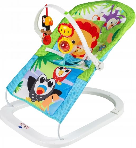 ECO TOYS Eco toys Kojenecké lehátko s vibrací a hudbou 3v1 - Animals  zelené,modré - obrázek 1